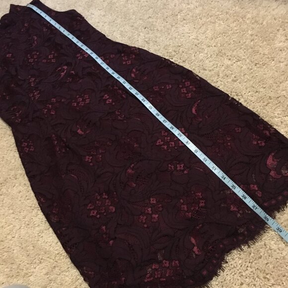 SEARS Fancy and Elegant Dark Burgundy Cotton Lace Mockneck Dress - Picture 16 of 16